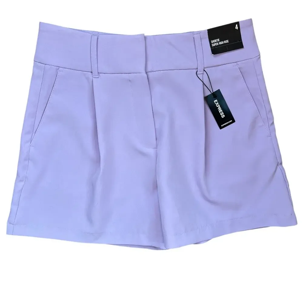 Express Lilac Super High Rise Shortie Shorts Womens Size 4 NWT Purple - Picture 9 of 9